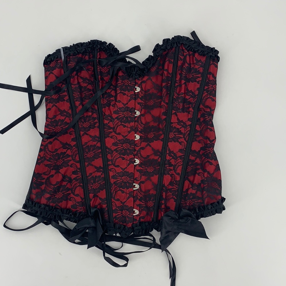 Black & Red Lace Corset Size Large